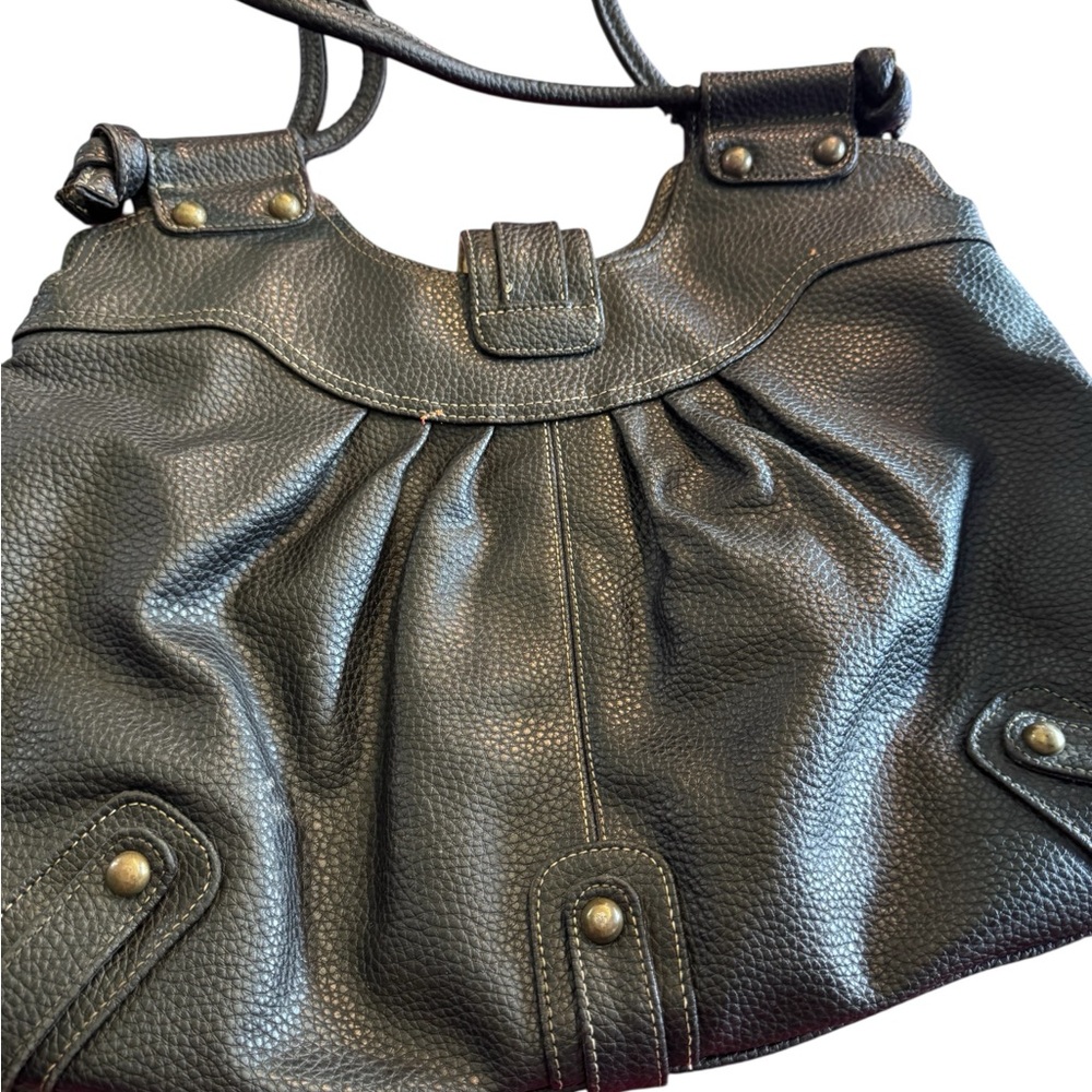 Chic blackish Vegan leather heavyweight durable boho biker, style shoulder bag - Picture 4 of 16